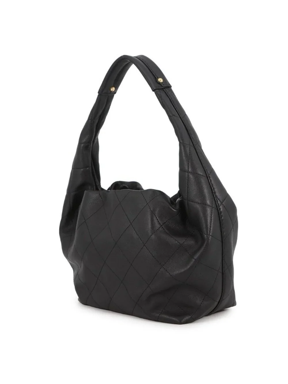 Chanel Handbag Quilted CC Logo Hobo Calfskin Black
